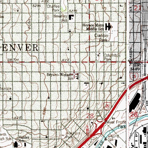Topographic Map of Bryant - Webster Dual Language Bryant Webster School, CO