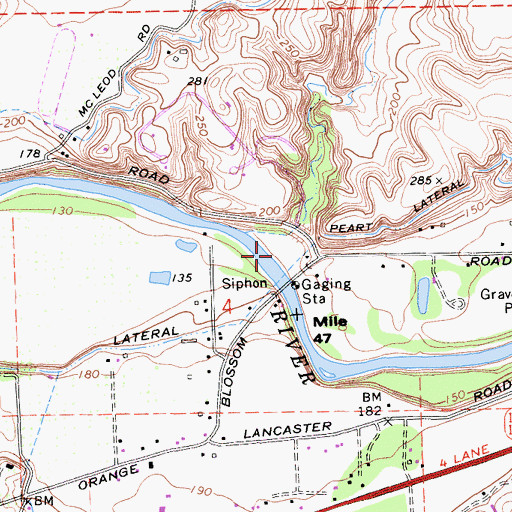 Topographic Map of Orange Blossom Recreation Area, CA