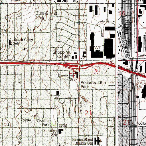 Topographic Map of Remington Elementary School (historical), CO