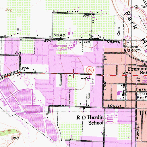 Topographic Map of San Benito Health Foundation and Clinic, CA