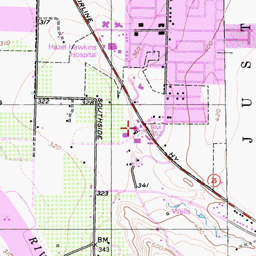 Topographic Map of Trinity Lutheran Church, CA