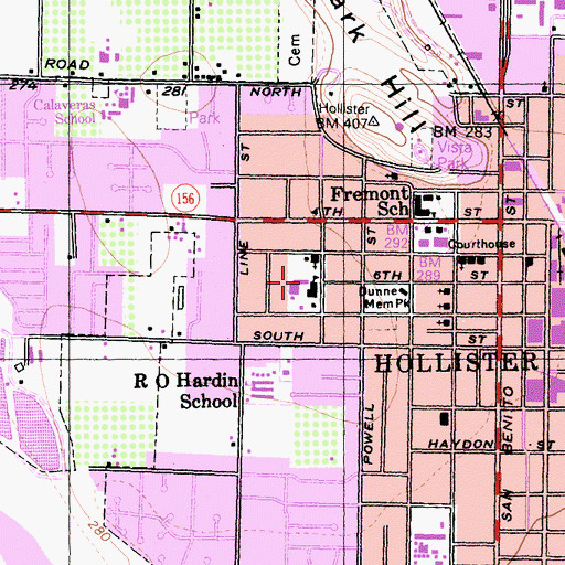 Topographic Map of Sacred Heart Parish School, CA
