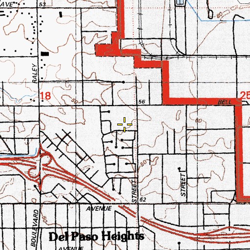 Topographic Map of Bell Avenue Park, CA