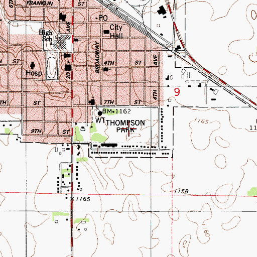 Topographic Map of Thompson Park, MN