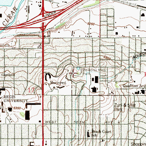 Topographic Map of Berkeley Hills Park, CO