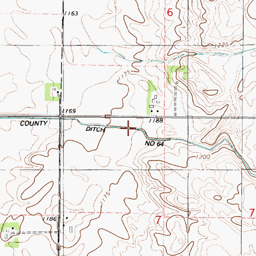 Topographic Map of County Ditch Number Sixtyfour, MN