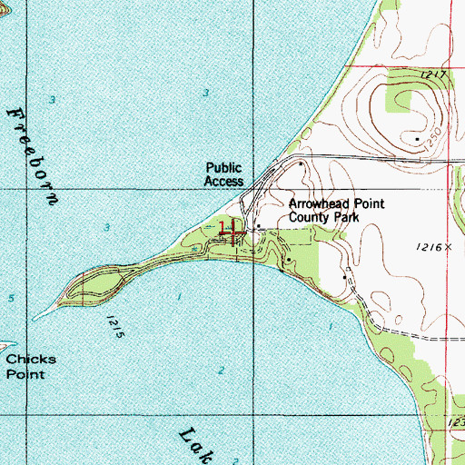 Topographic Map of Arrowhead Point County Park, MN
