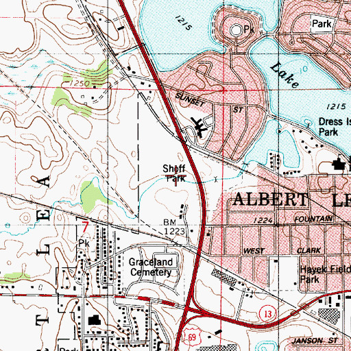 Topographic Map of Shoff Park, MN