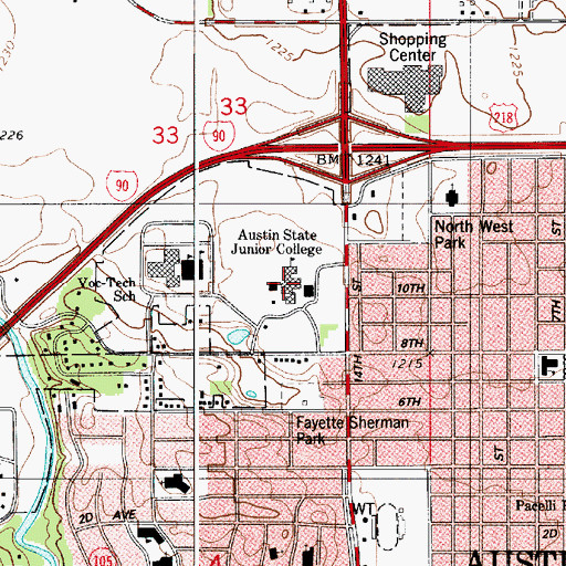 Topographic Map of Austin State Junior College, MN