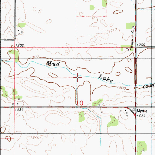 Topographic Map of County Ditch Number Seventyfive, MN