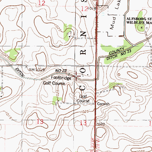Topographic Map of County Ditch Number Twentythree, MN