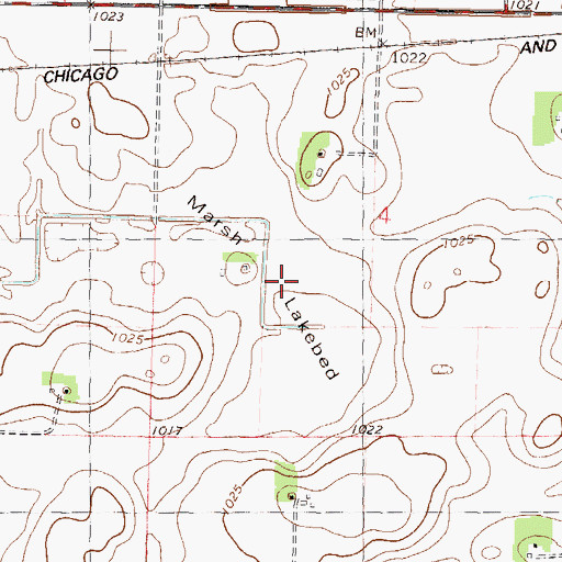 Topographic Map of Marsh Lakebed, MN