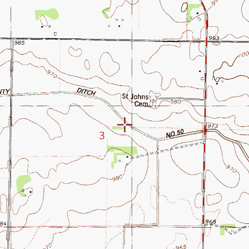 Topographic Map of County Ditch Number Fifty, MN