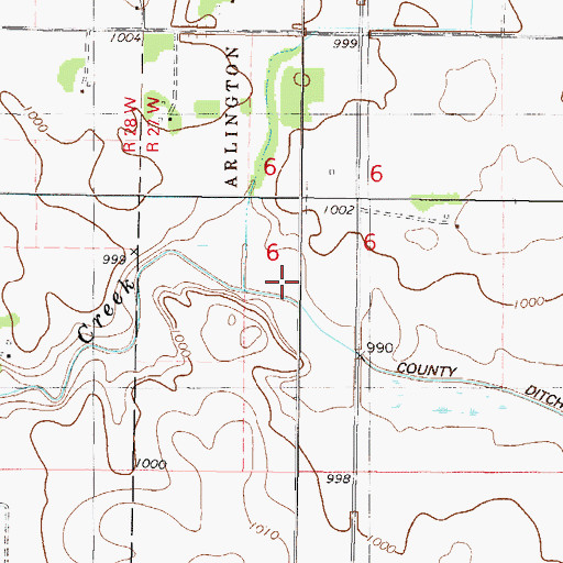 Topographic Map of County Ditch Number Eight, MN