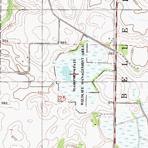 Topographic Map of Mahoney State Wildlife Management Area, MN