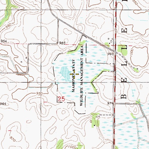 Topographic Map of Mahoney State Wildlife Management Area, MN