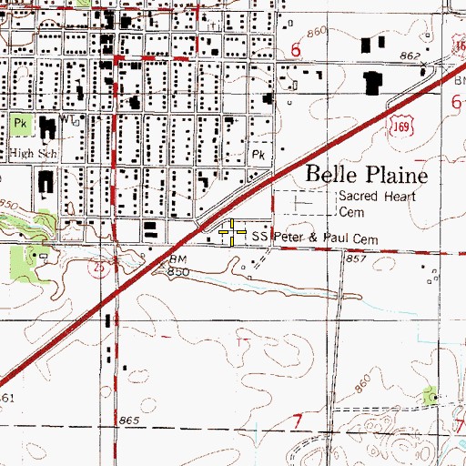 Topographic Map of Saints Peter and Paul Cemetery, MN
