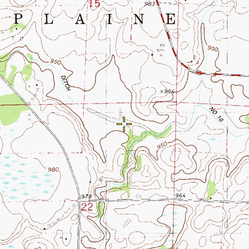 Topographic Map of County Ditch Number Ten, MN