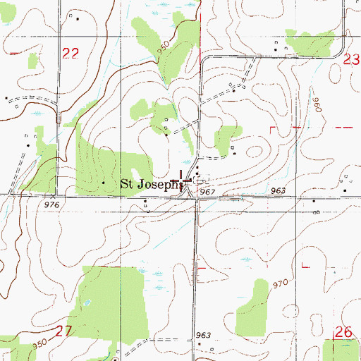 Topographic Map of Saint Josephs, MN