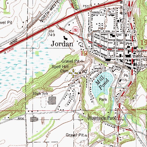 Topographic Map of Spirit Hill Cemetery, MN
