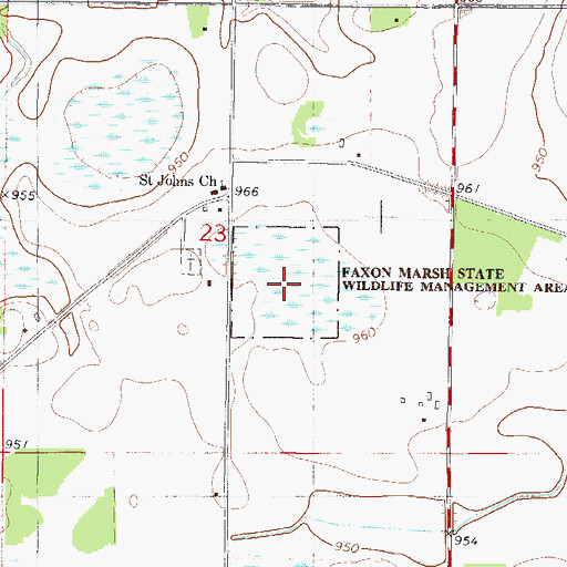 Topographic Map of Faxon Marsh State Wildlife Management Area, MN