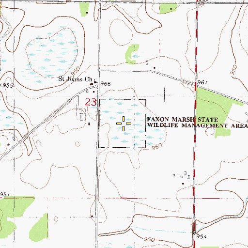 Topographic Map of Faxon Marsh State Wildlife Management Area, MN