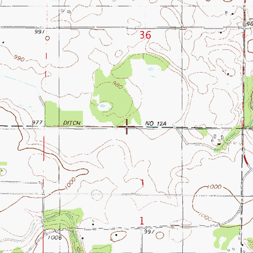 Topographic Map of County Ditch Number Twelve A, MN
