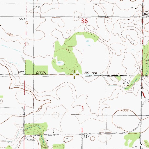 Topographic Map of County Ditch Number Twelve A, MN
