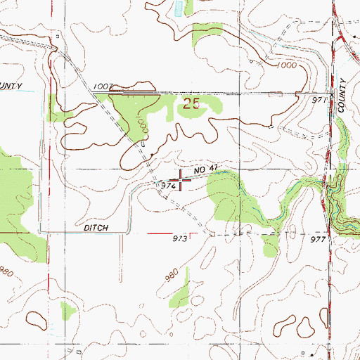 Topographic Map of County Ditch Number Fortyseven, MN