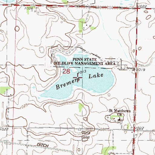 Topographic Map of Bremers Lake, MN