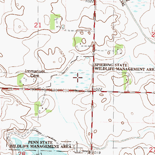 Topographic Map of Spiering State Wildlife Management Area, MN
