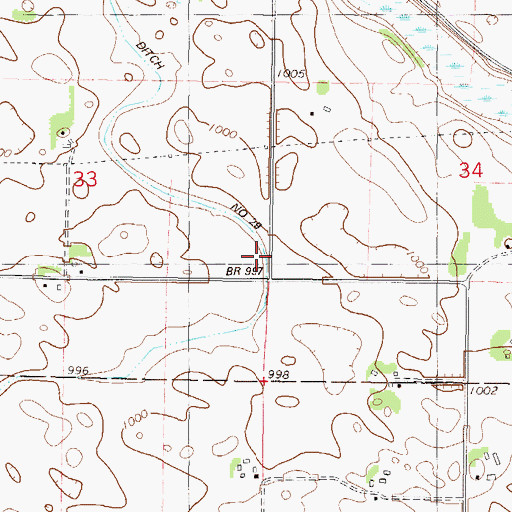 Topographic Map of County Ditch Number Twentynine, MN