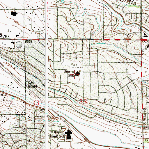 Topographic Map of Sierra Elementary School, CO