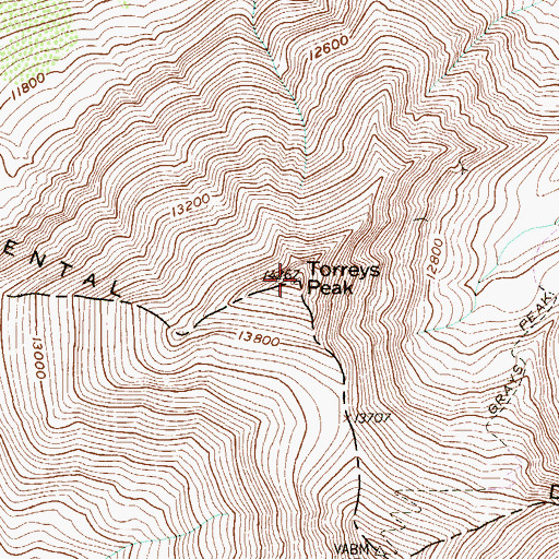 Topographic Map of Torreys Peak, CO