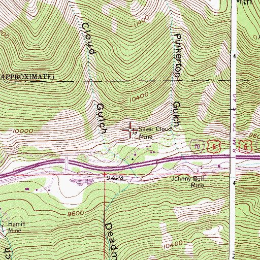 Topographic Map of Silver Cloud Mine, CO