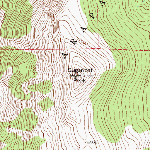 Topographic Map of Sugarloaf Peak, CO