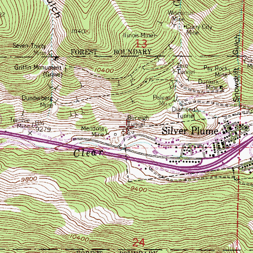 Topographic Map of Burleigh Mine, CO