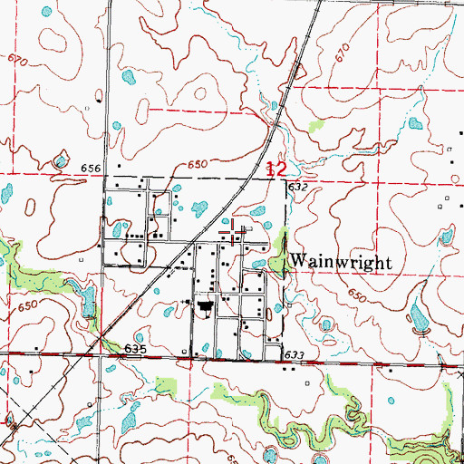 Topographic Map of Wainwright Post Office, OK