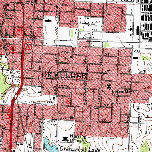 Topographic Map of Eastside Elementary School, OK