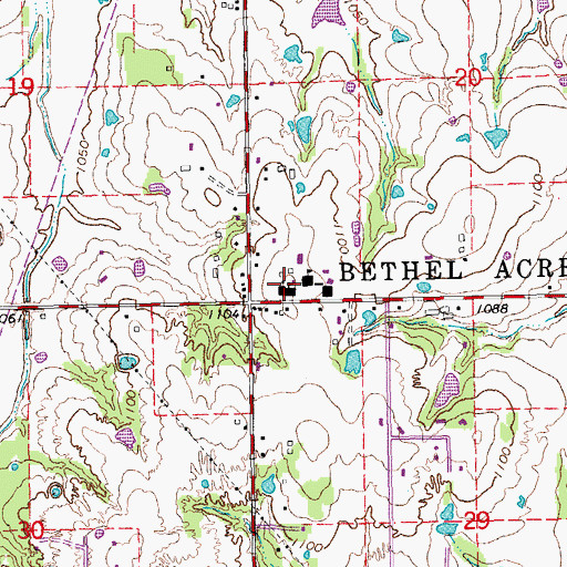 Topographic Map of Bethel High School, OK
