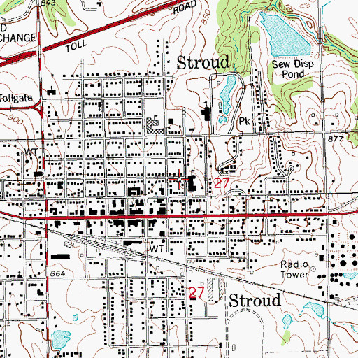 Topographic Map of Stroud Elementary School, OK