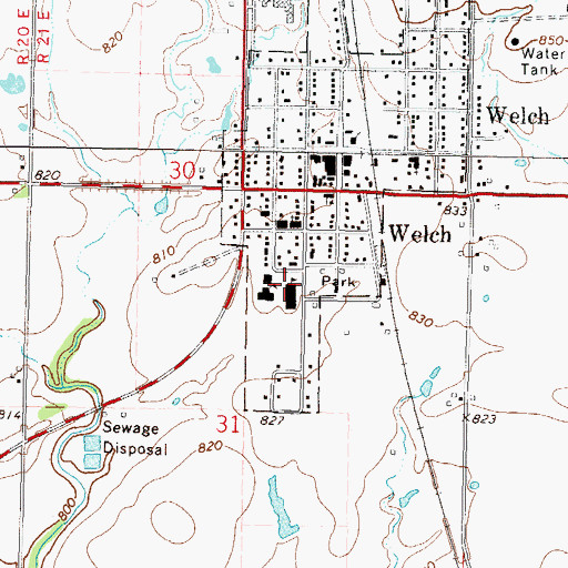 Topographic Map of Welch Elementary School, OK