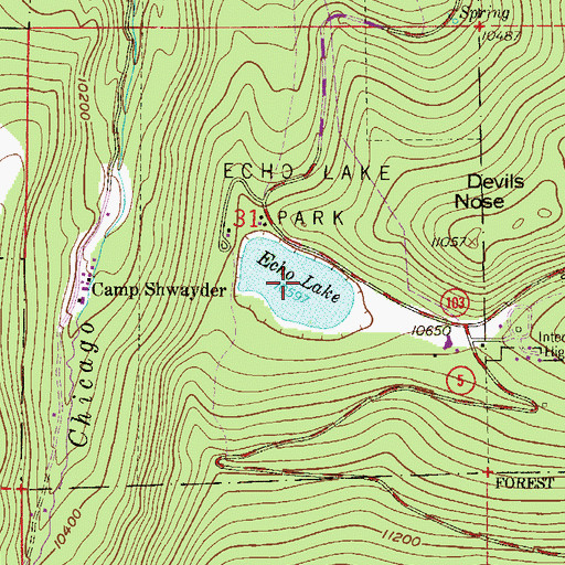 Topographic Map of Echo Lake, CO