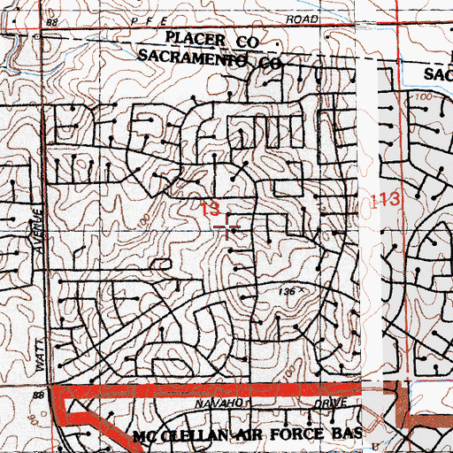 Topographic Map of Lone Oak Park, CA