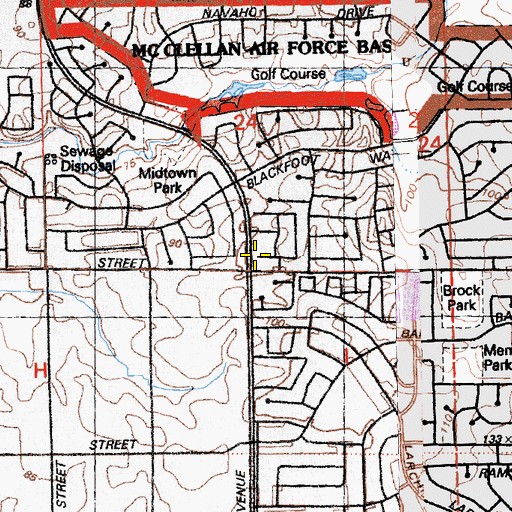 Topographic Map of North Highlands - Antelope Library, CA