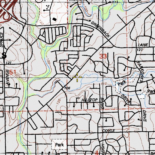 Topographic Map of Auburn Plaza Shopping Center, CA