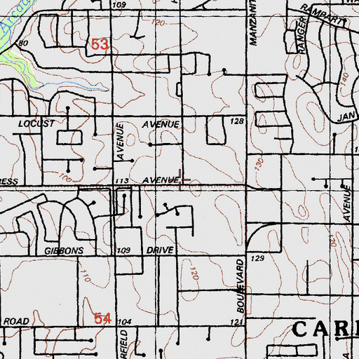 Topographic Map of Cypress Avenue Baptist Church, CA