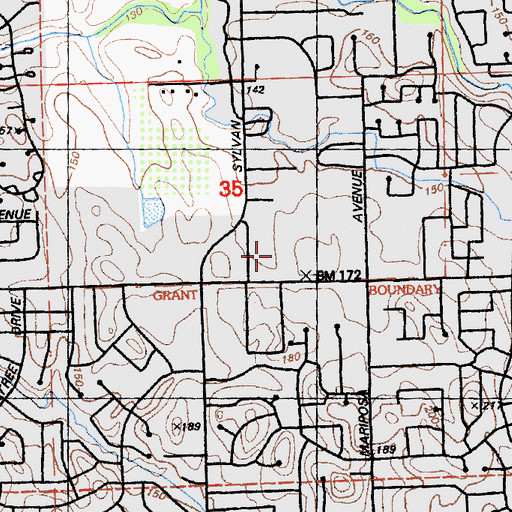 Topographic Map of Los Amigos Continuation High School, CA