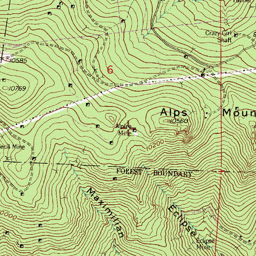 Topographic Map of Alpine Mine, CO