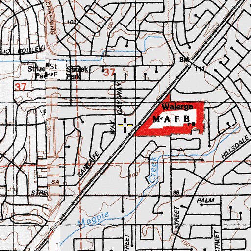 Topographic Map of Bel Air Shopping Center, CA